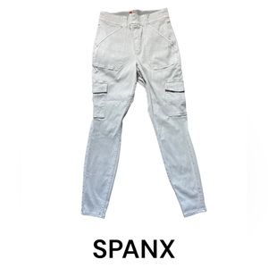 SPANX Jeggings Tan Stretch Twill Ankle Cargo Pant Size Large